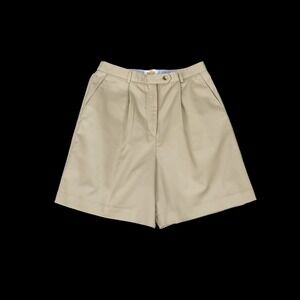 Talbots Shorts Women 10 (29x7) Beige High Waisted Mom Pleat Casual Cotton Blend